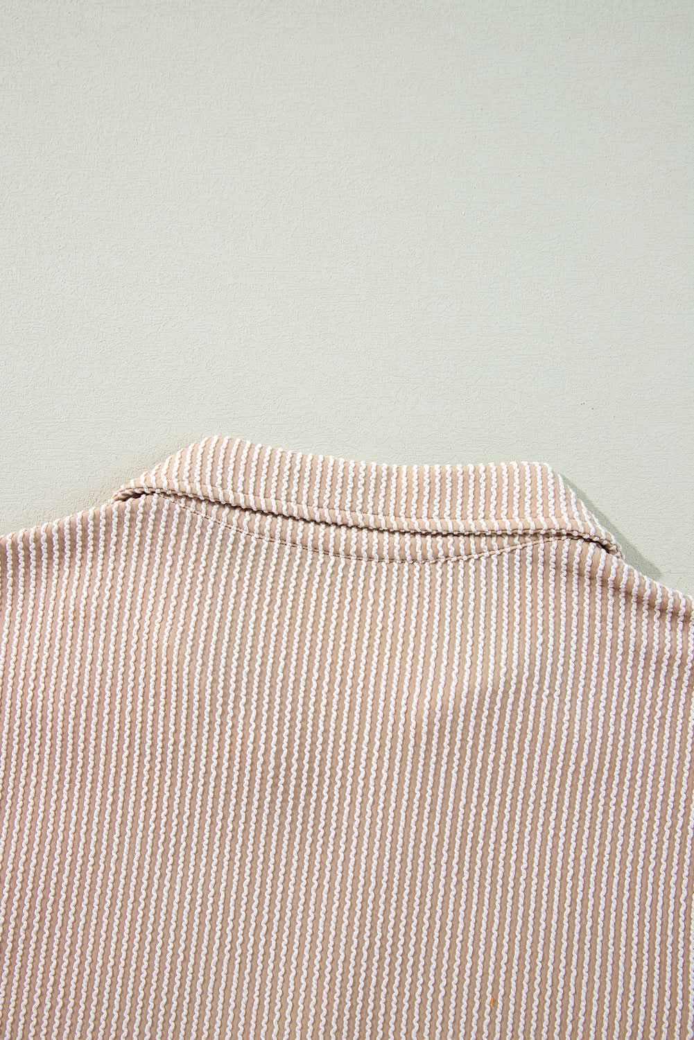 Parchment Corded Turn-down V Neck Bubble Sleeve Babydoll Blouse - Love Salve